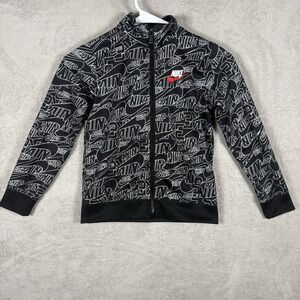 Nike Full Zip Jacket Boys Size 7 All Over‎ Print Cuff Sleeve and Waist Age 6-7